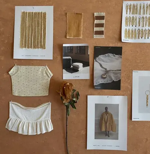 Referências de moda sobre uma mesa