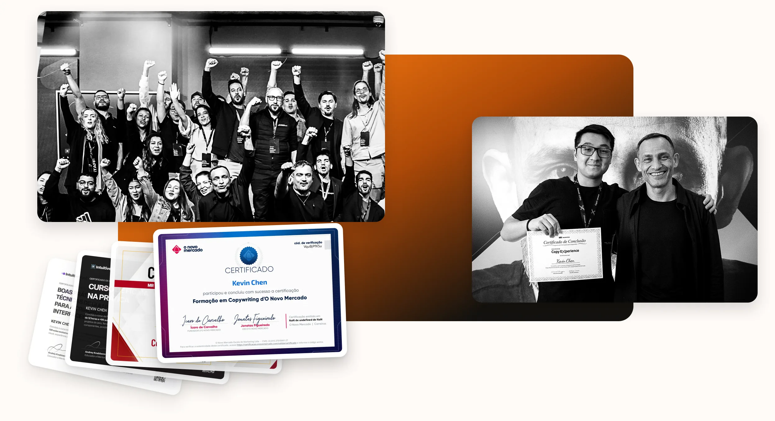 Kevin Chen em eventos do mercado digital e os seus certificados de formação