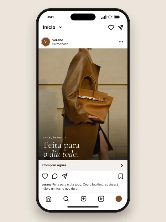 Anúncio no feed do Instagram