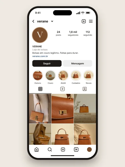 Perfil do Instagram com grade de posts